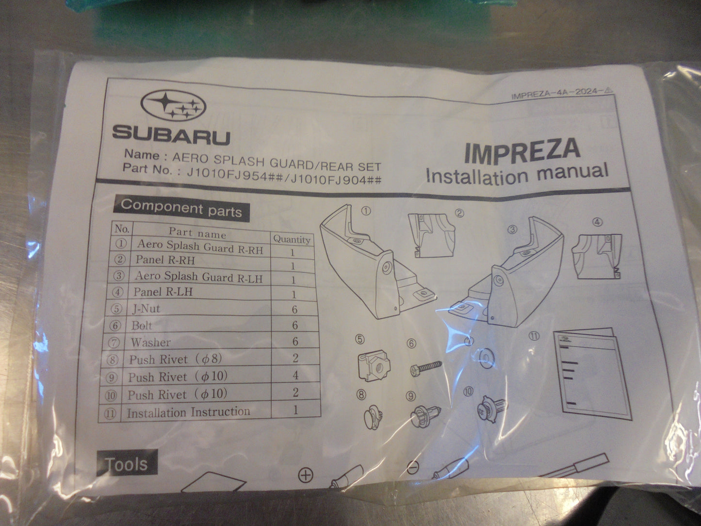 Subaru Impreza Sedan MY12-MY15 Genuine Front Areo Mud Flap Set New Part
