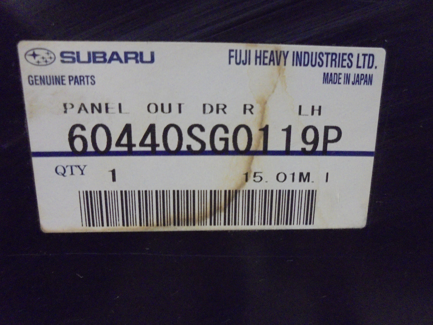 Subaru Genuine Left Hand Rear Door Skin New Part