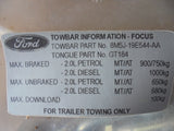 Ford Focus Sedan-Hatch Genuine Tow Bar Kit New Part