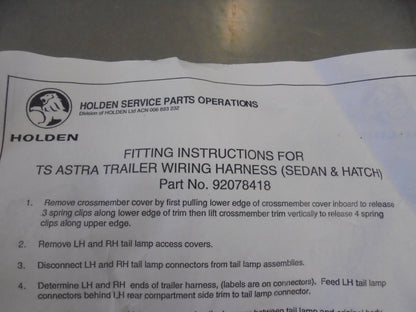 Holden TS Astra Genuine Trailer Wiring Harness 7 Pin Flat Plug New Part
