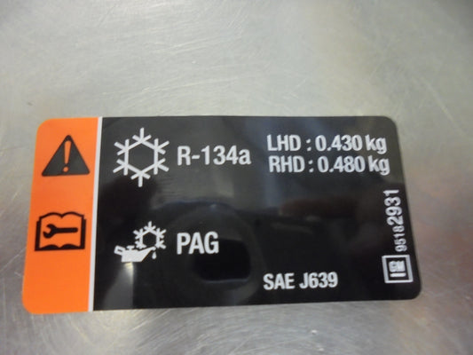 Holden Spark Genuine Air Conditioning Label New Part