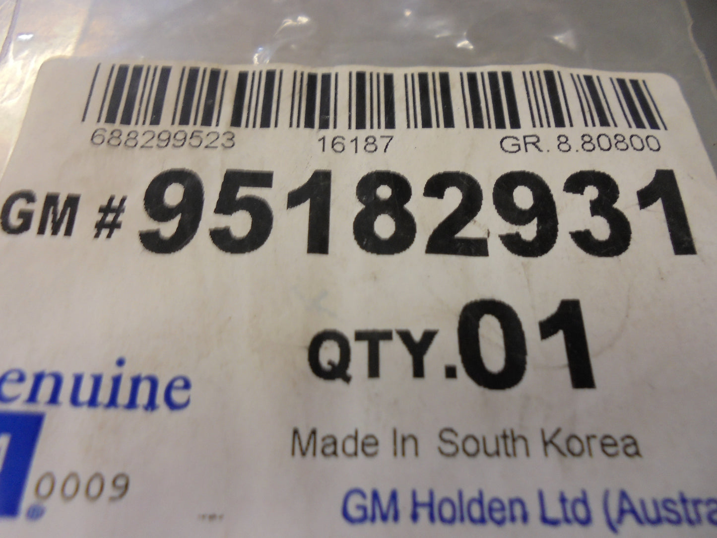 Holden Spark Genuine Air Conditioning Label New Part