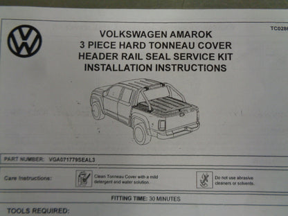 VW Amarok Genuine 3-Piece Hard Lid Header Seal New Part