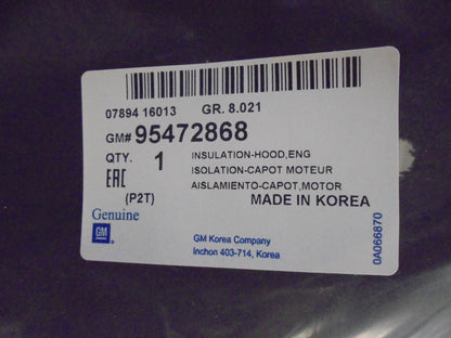 Holden Barina Genuine Bonnet Insulator New Part