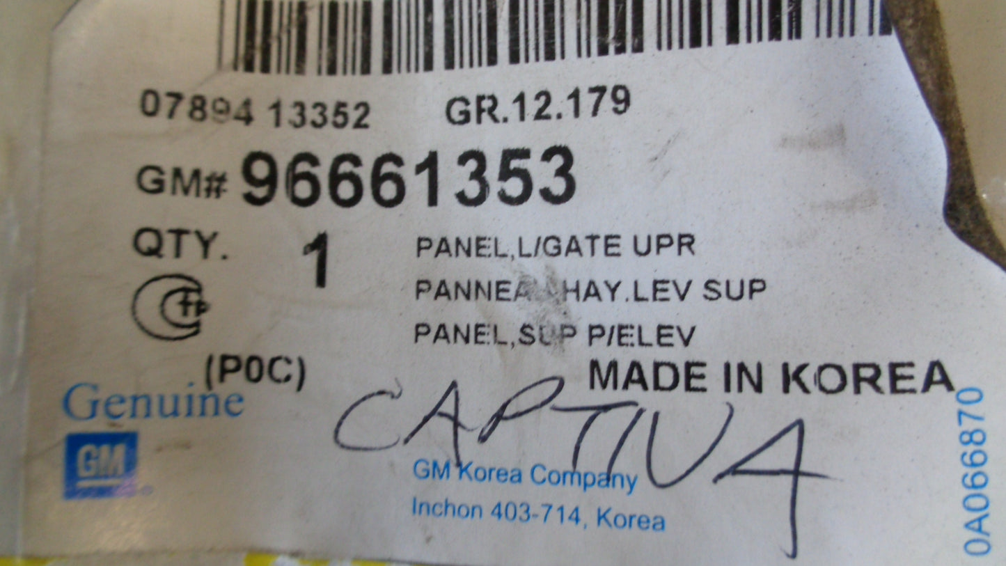 Holden Captiva Genuine Upper Tailgate Panel Assy New Part