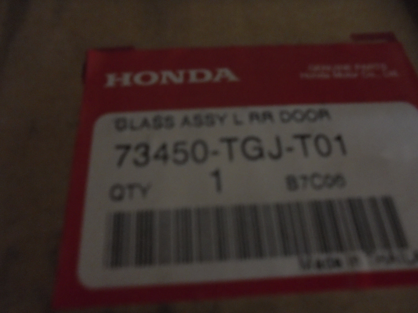 Honda Accord Genuine Left Hand Rear Door Glass New Part