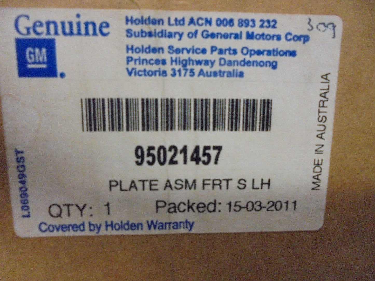 Holden JH Cruze Genuine Left Hand Front Kick Panel Trim New Part