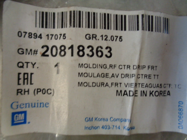 Holden Captiva Genuine Right Hand Middle Front Roof Moulding New Part