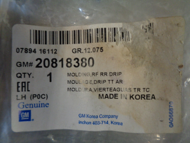 Holden Captiva Genuine Left Hand Rear Roof Moulding New Part