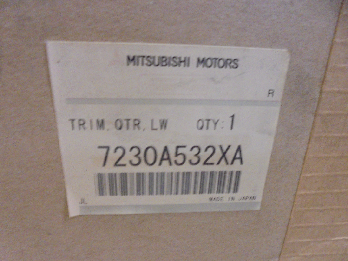 Mitsubishi Outlander Sport Genuine Right Hand rear Quator Trim Panel New Part