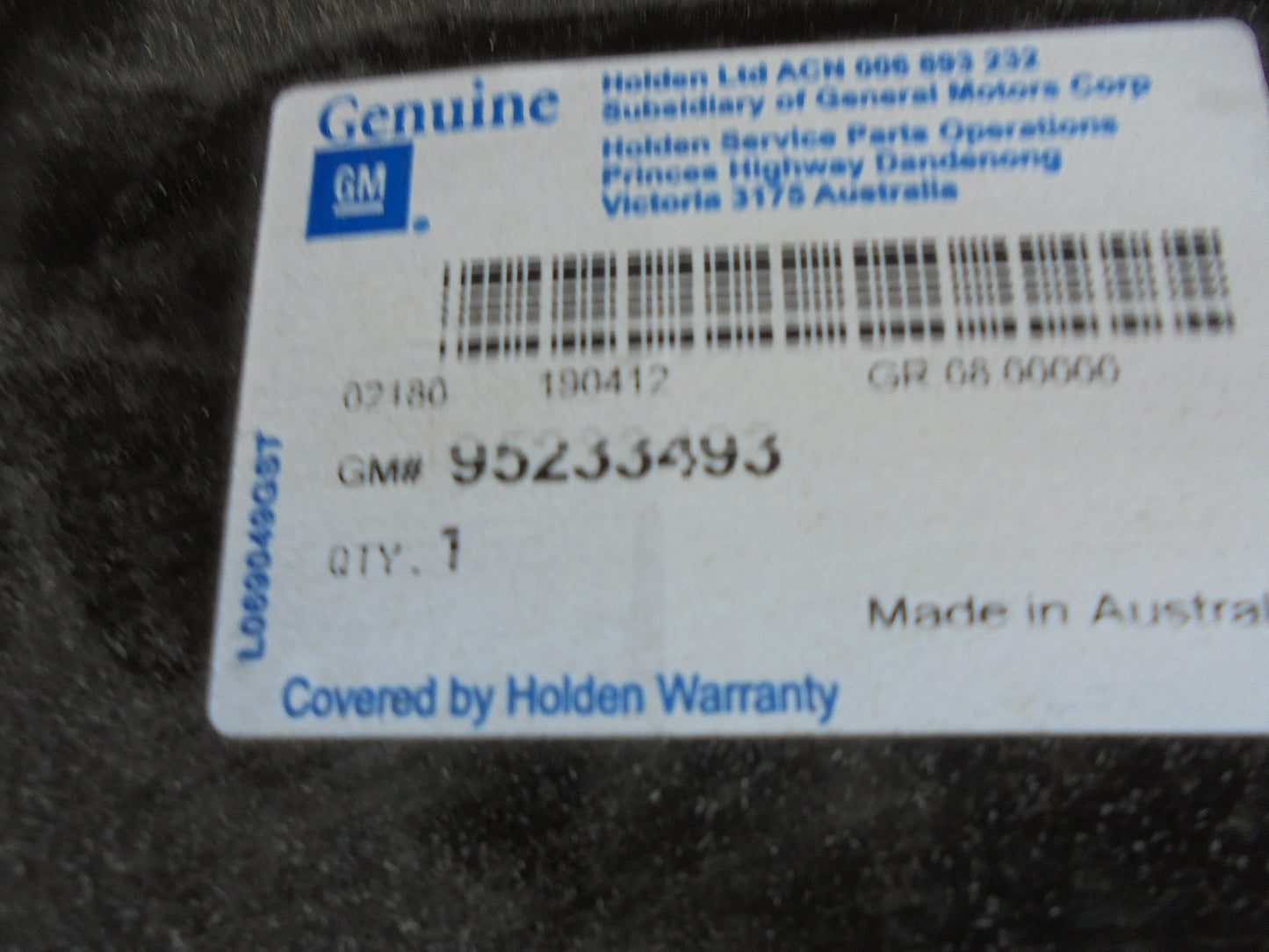 Holden JH Cruze Genuine Left Hand Rear Inner Quarter Panel ASM New Part