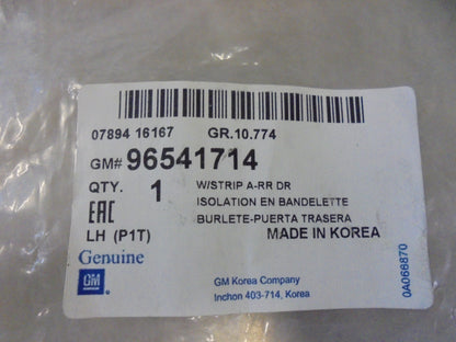 Holden Barina Genuine Left Hand Rear Door Weatherstrip Rubber New Part