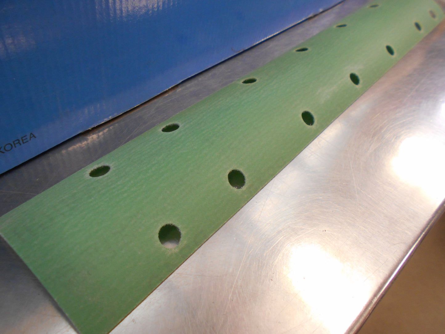 SUNMIGHT Velcro film sheets on plastic base 70mm x 420mm, 14 holes, green P-180 New Part