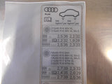 Audi A1 Genuine Tyre Pressure Data Plate New Part