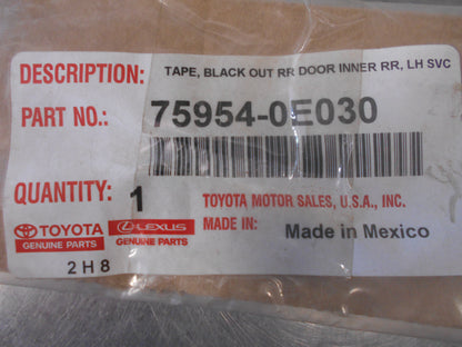 Toyota Kluger Genuine Left Hand Rear Door Black Tape New Part