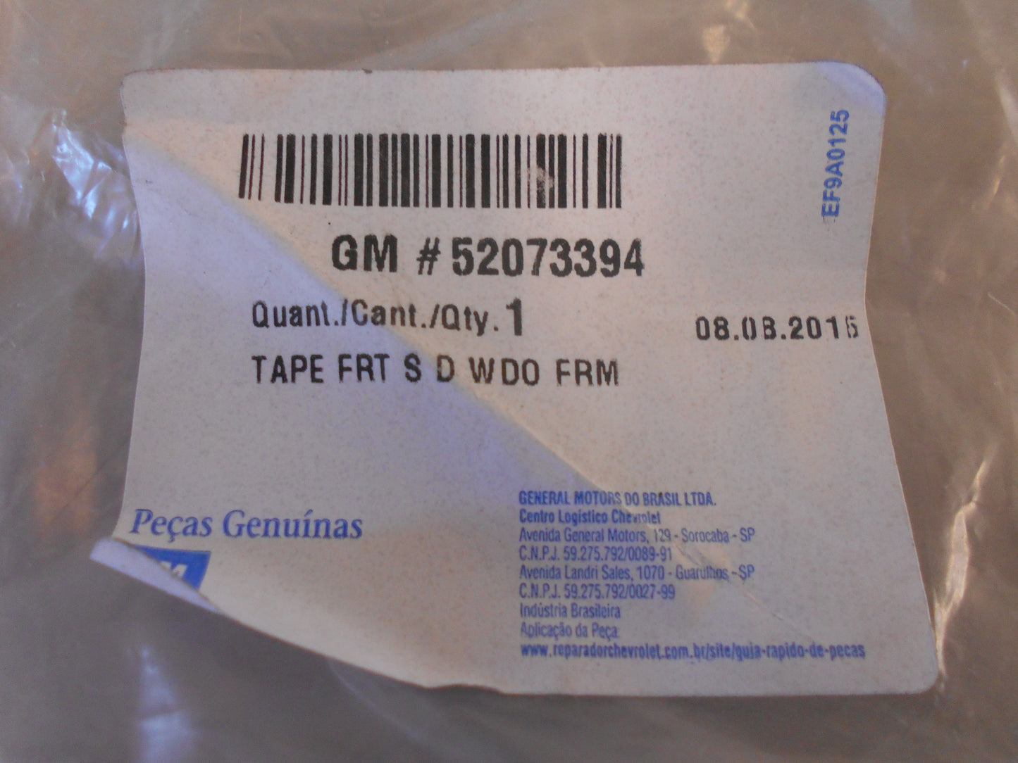 Holden RG Colorado Genuine Front Left Hand Door Black Tape New Part