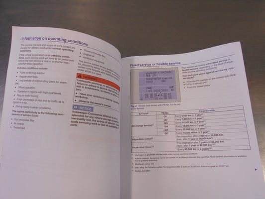 Volkswagen Various Vans Genuine Service Schedule New Part