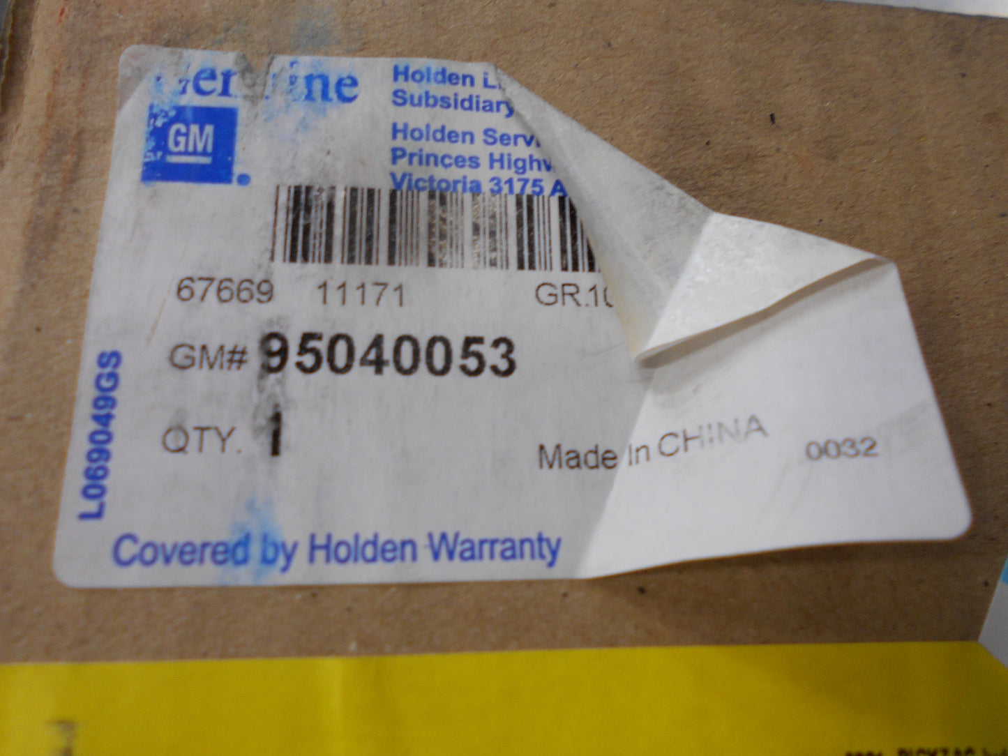 Holden Cruze Genuine Glass Door Seal New Part