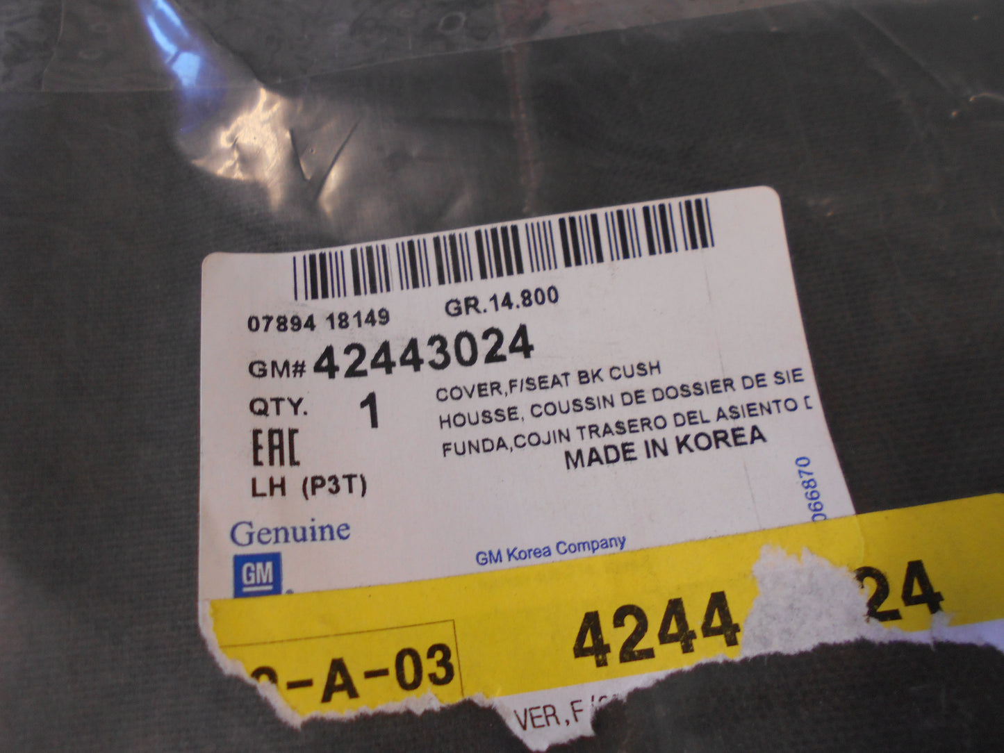 Holden Trax TJ Genuine Front Left Hand Seat Black Cover New Part