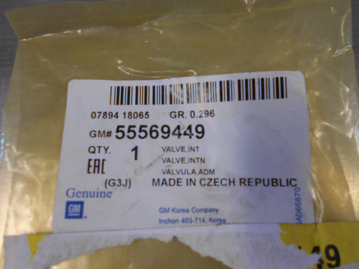 Holden Barina/Cruze Genuine Intake Valve New Part