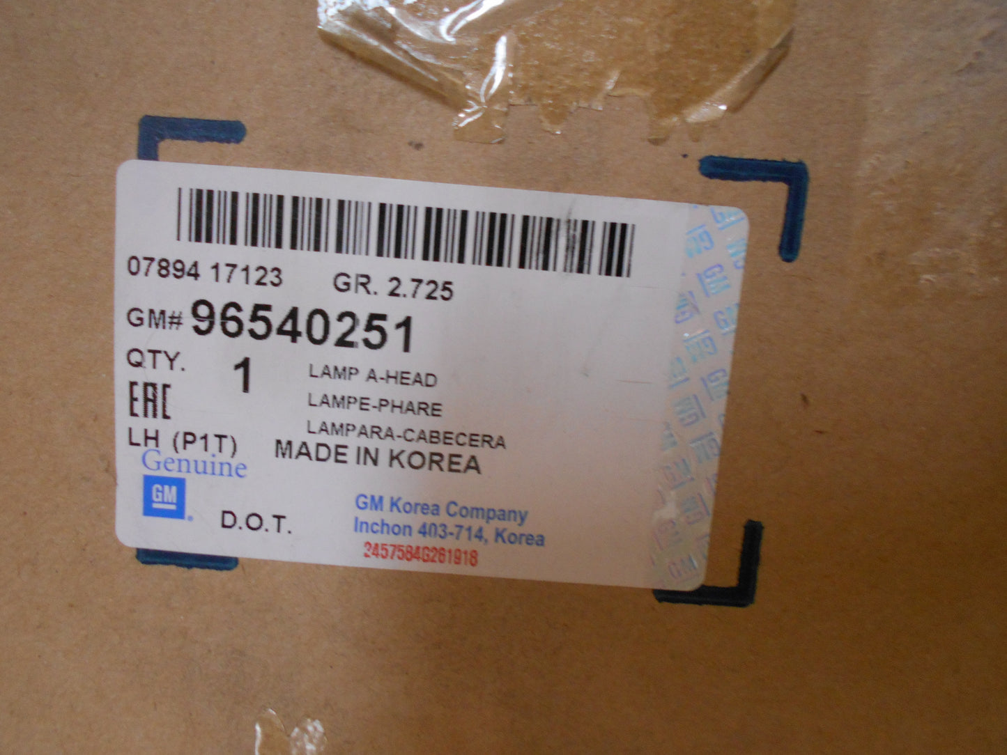Daewoo Kalos Genuine Left Hand Headlight New Part