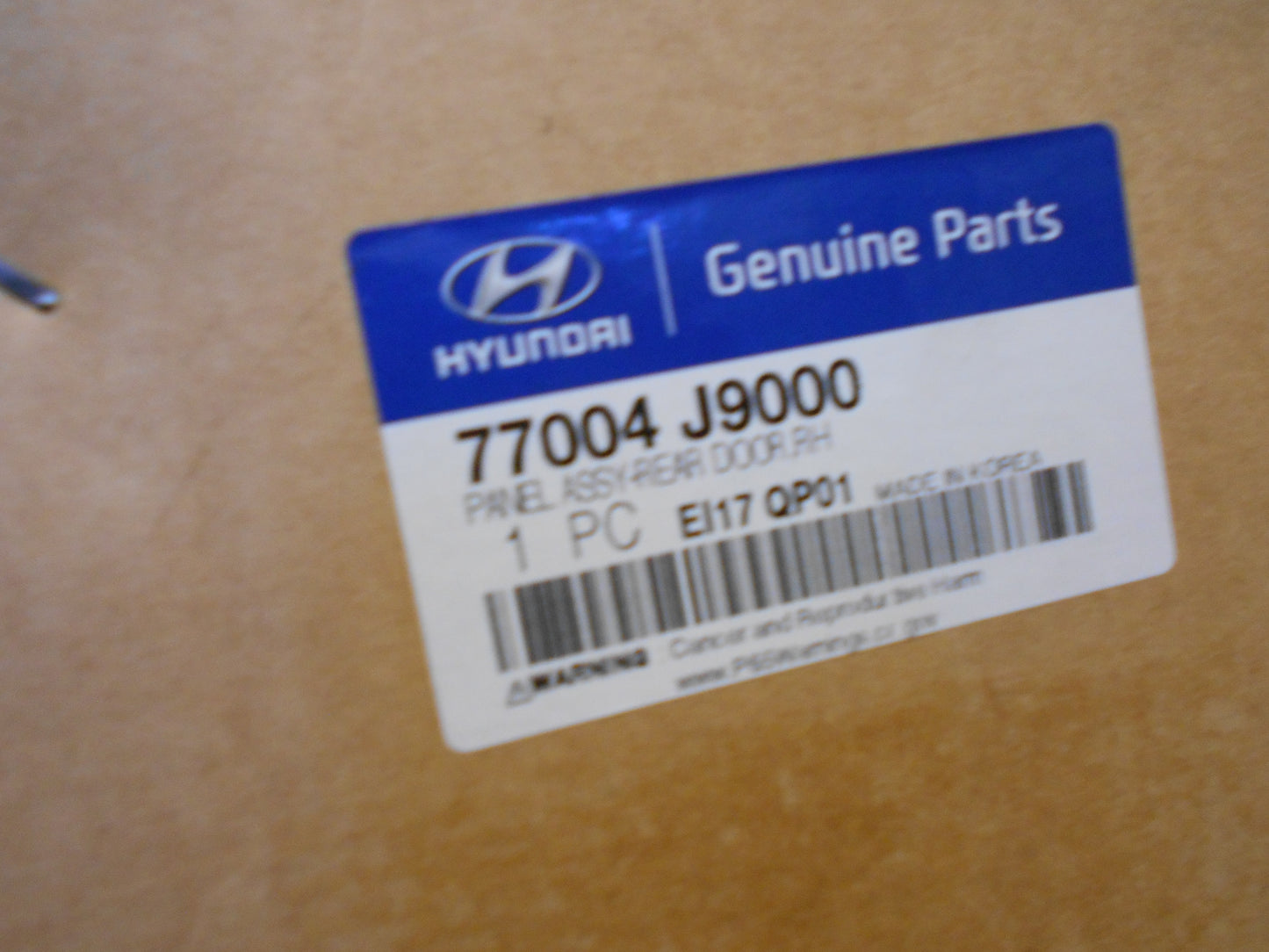 Hyundai Kona Genuine Right Hand Rear Door Skin Panel New Part