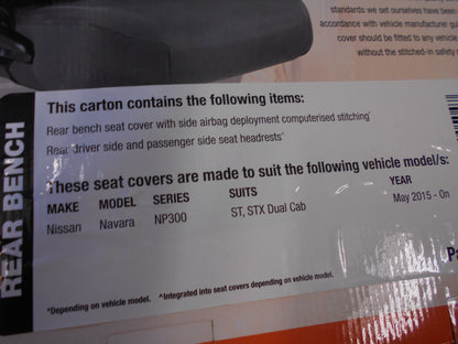 Ironman Rear Canvas Seat Covers Suitable For Nissan Navara NP300 New Part