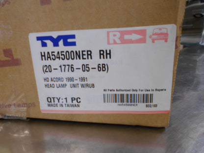 HONDA ACCORD TYC Right Hand Headlight New Part