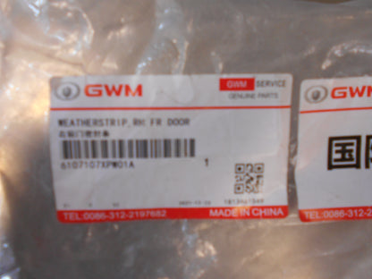 Haval/ Great Wall Front Right Hand Door Weather Strip New Part