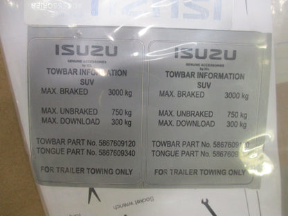 Isuzu MU-X Genuine Tow Bar Complete Kit With Instructions (No Wiring LOOM ) New Part