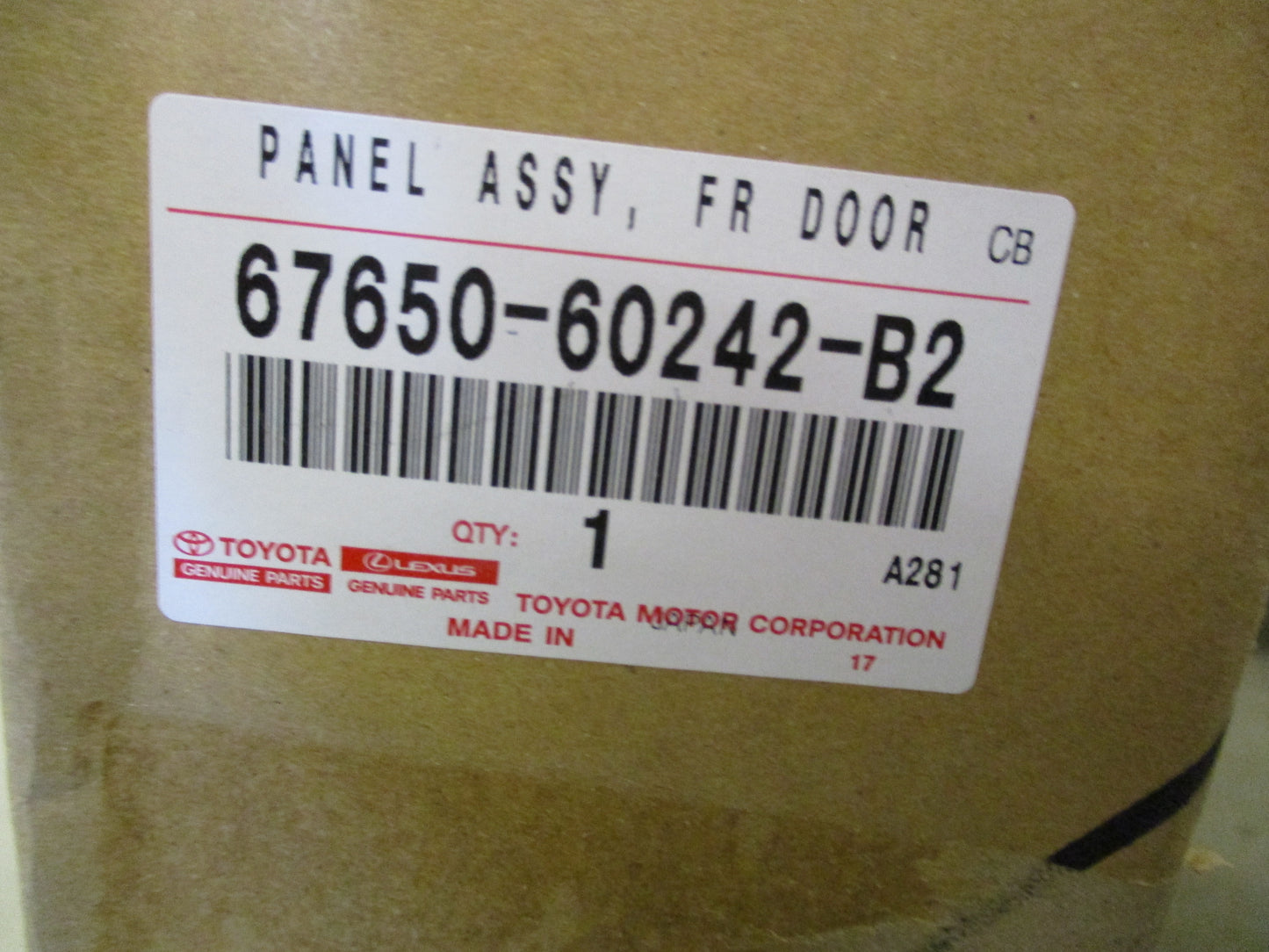 Toyota Land Cruiser Genuine Right Hand Front Door Trim / Card New Part