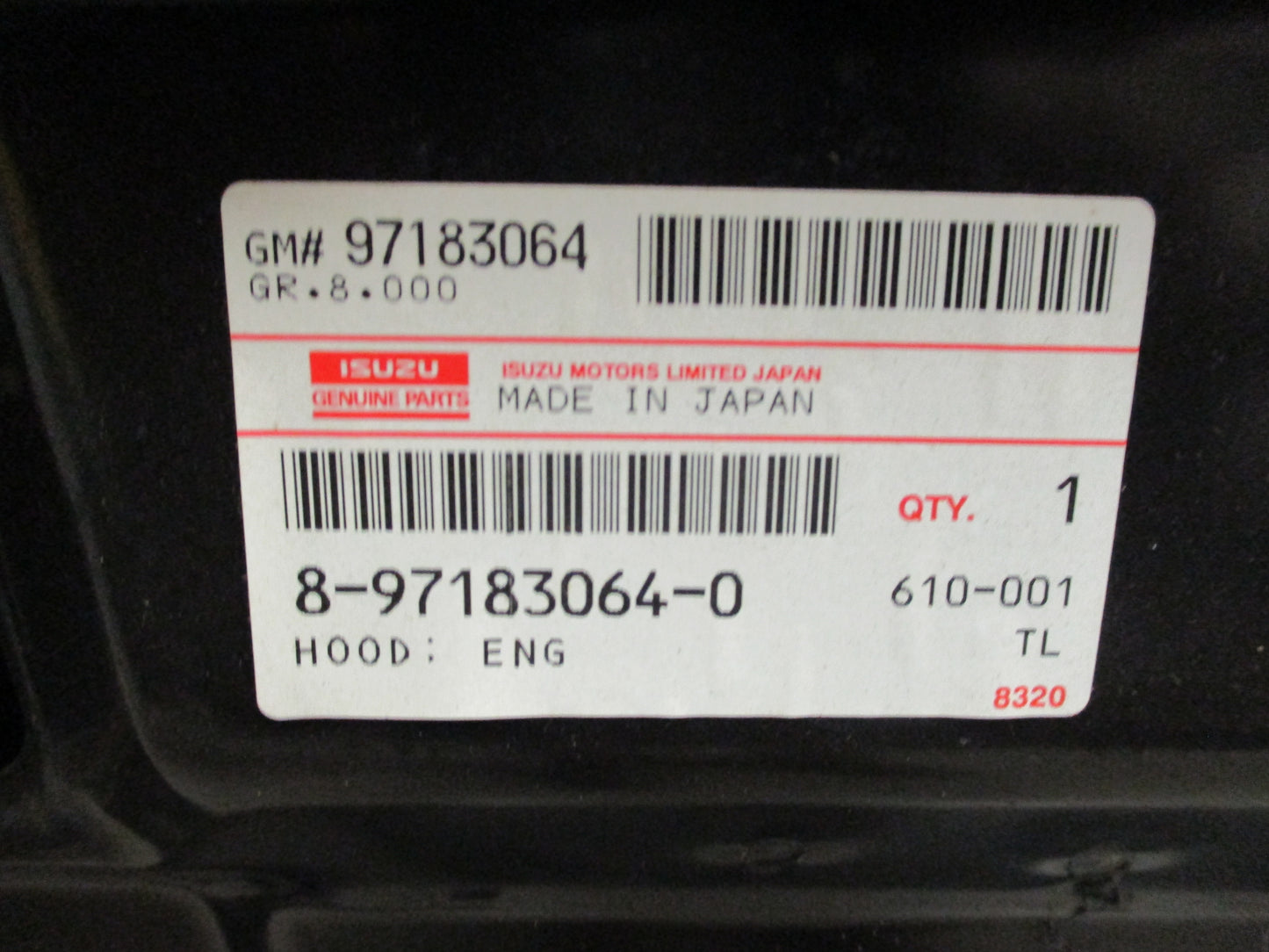 Holden Jackaroo Genuine Bonnet Assembly new Part