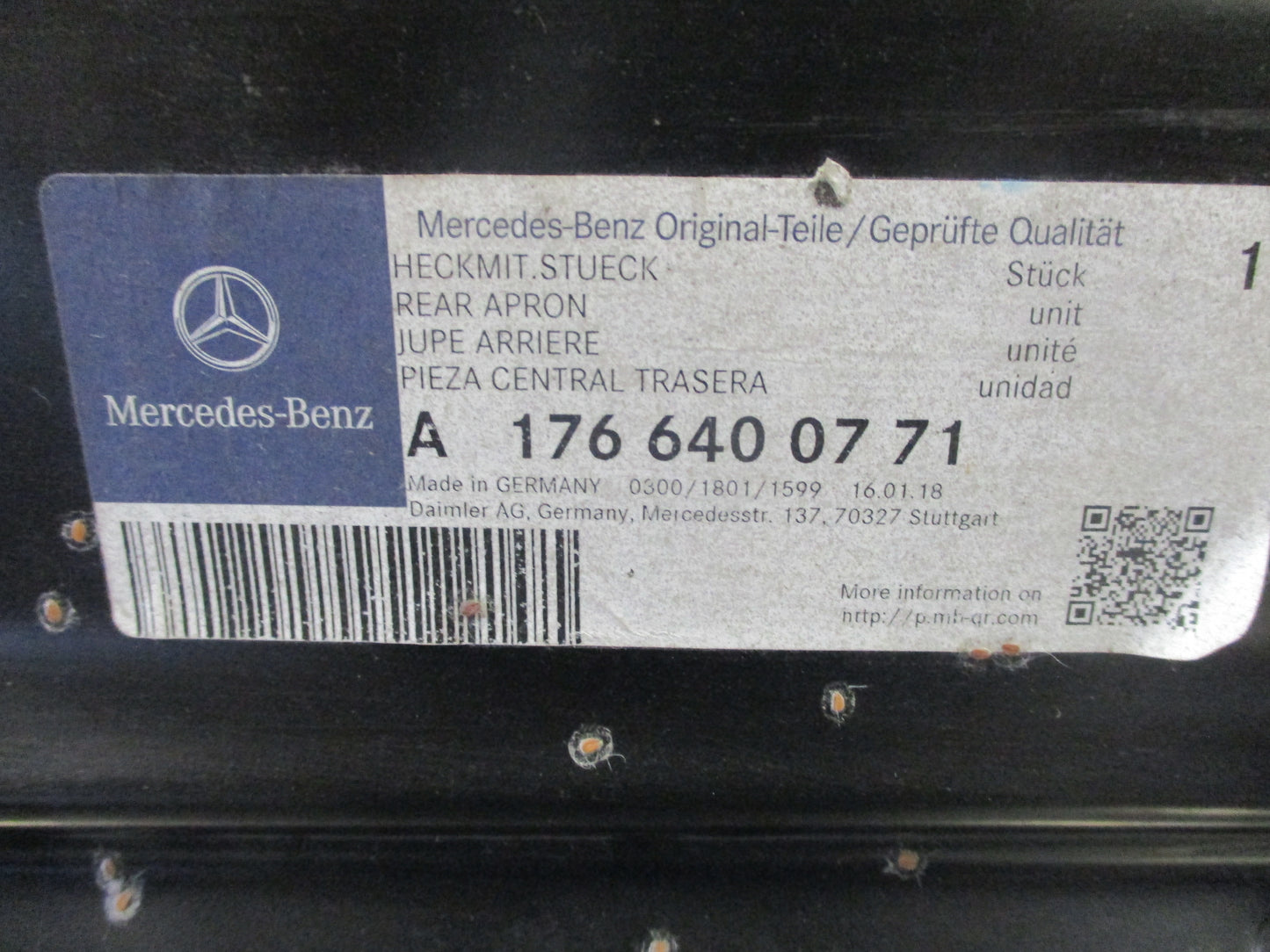 Mercedes-Benz A-Class Genuine Rear Body Panel New Part