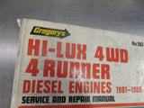 Gregory's Manual suits Toyota Hilux/Forerunner 1981 to 1989 2.4L Used