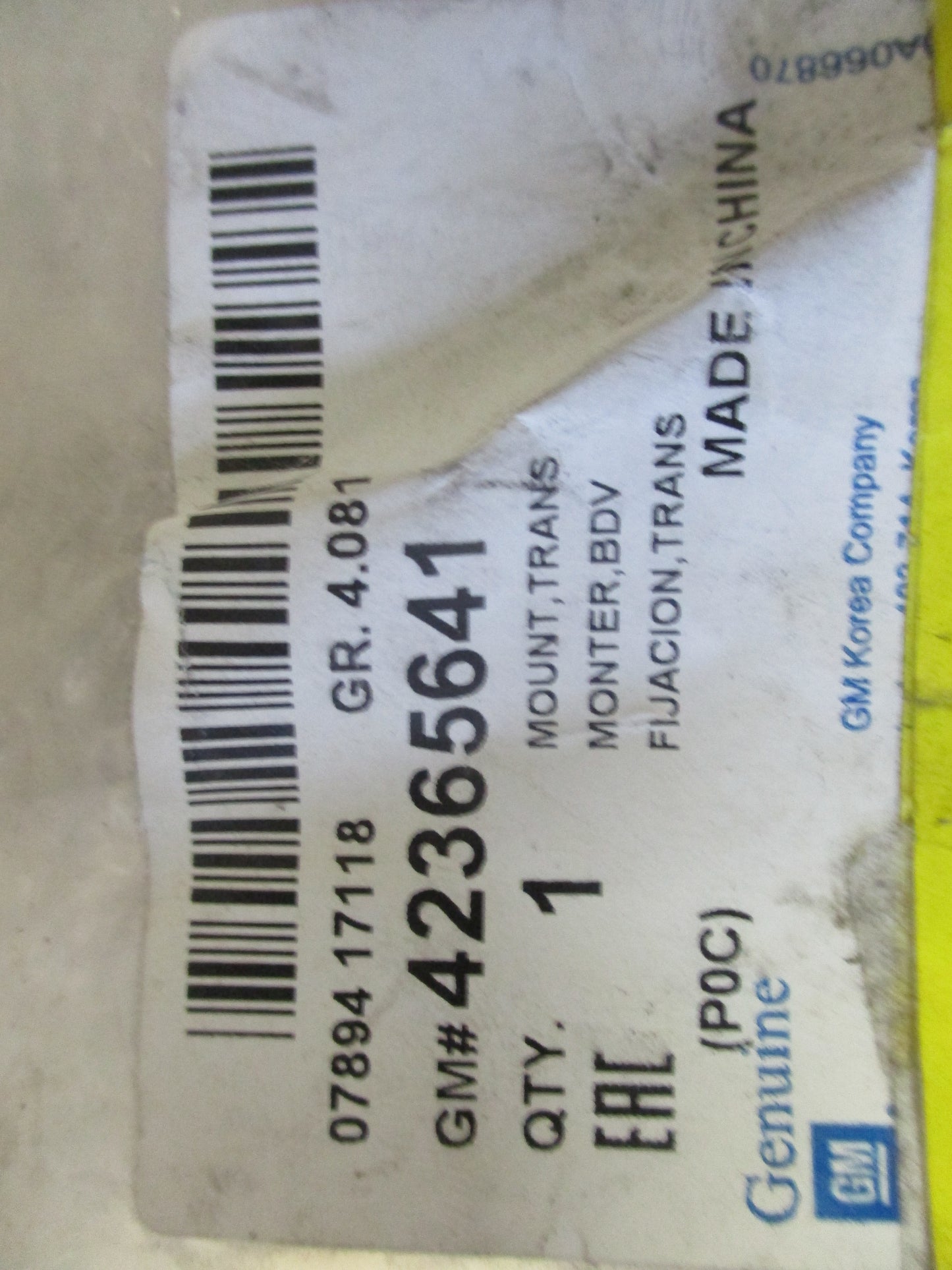 Holden Captiva Genuine Transmission Mounting New Part