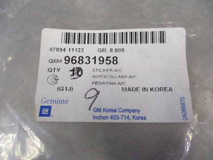 Daewoo Genuine A/C Sticker New