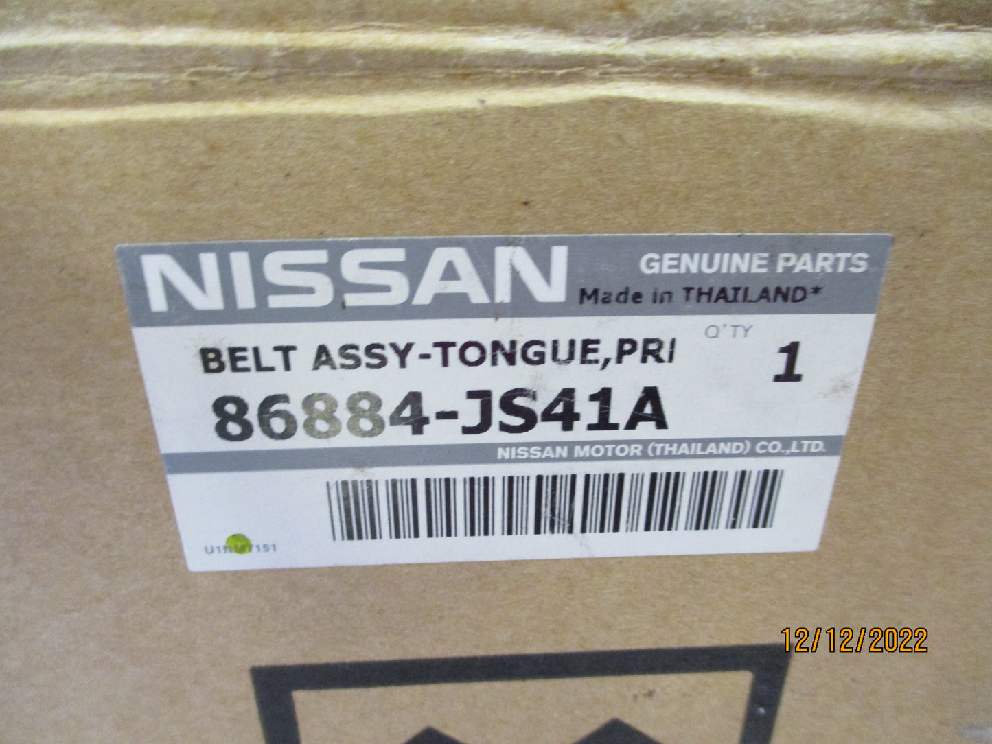 Nissan Navara D40 Thai Genuine Drivers Front Seat Belt Pretension Tongue New Part