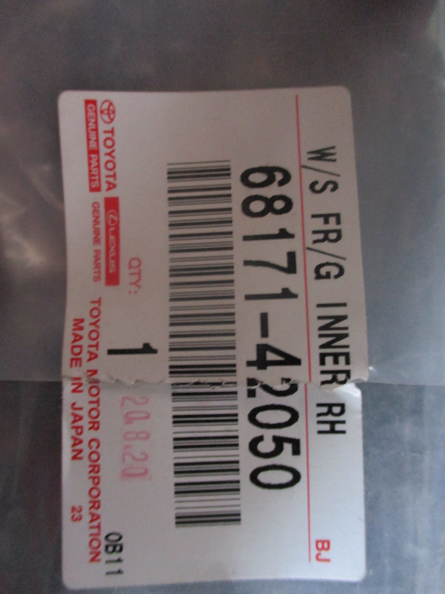 Toyota Rav4 Genuine Right Hand Front Inner Weatherstrip New Part
