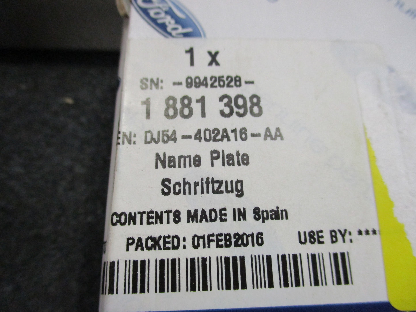 Ford Kuga Mk2 Genuine Tail Gate Oval Emblem - New Part