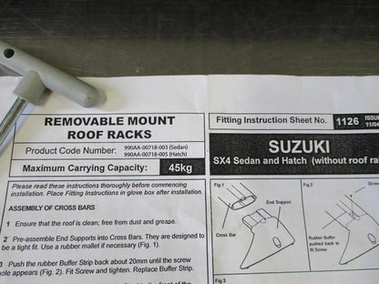 Suzuki SX4 Sedan Genuine Roof Rack Set New Part