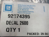 Holden Rodeo Genuine 2600 MPI Decal New Part