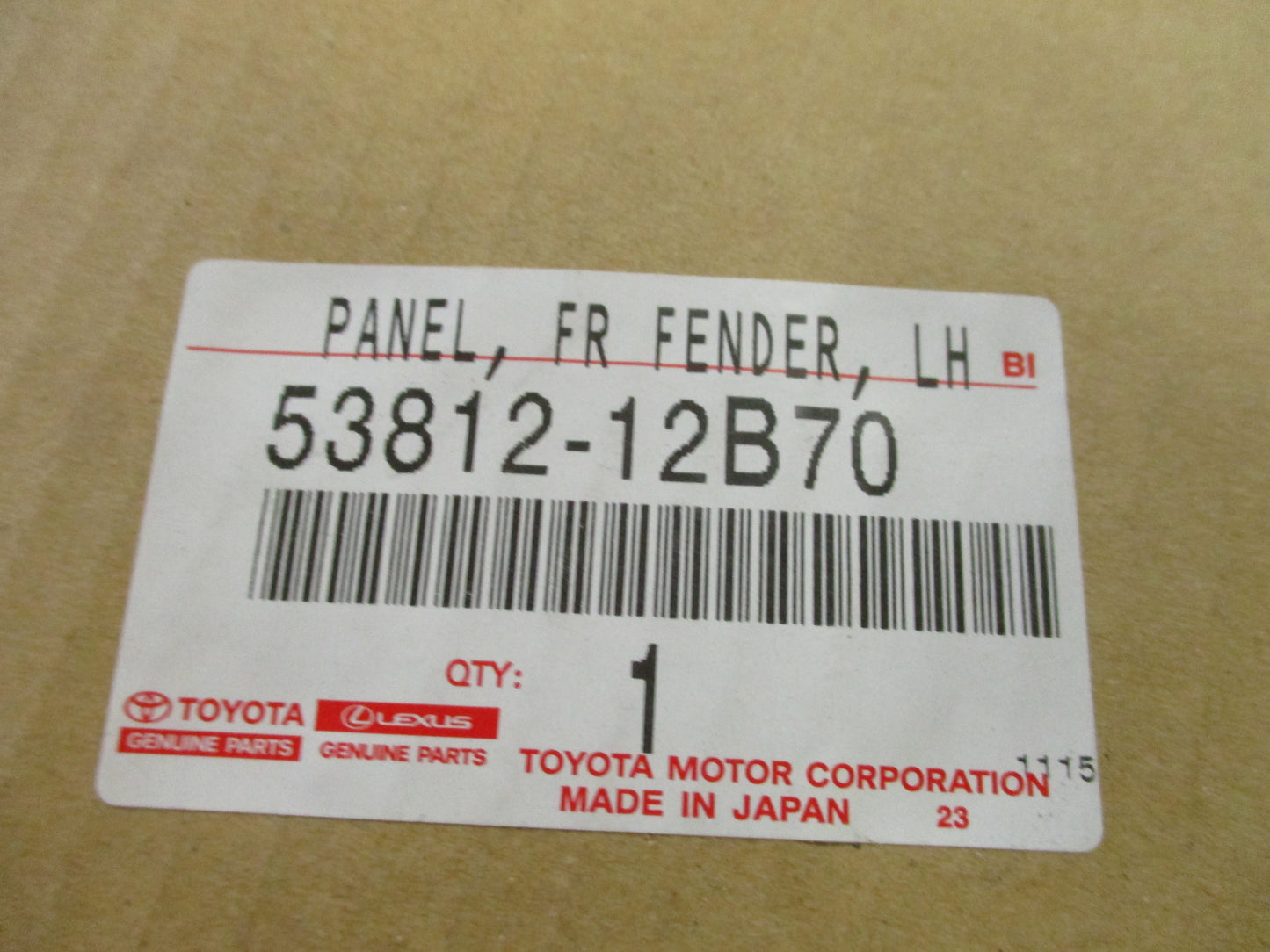 Toyota Corolla Genuine Left Hand Front Guard New Part