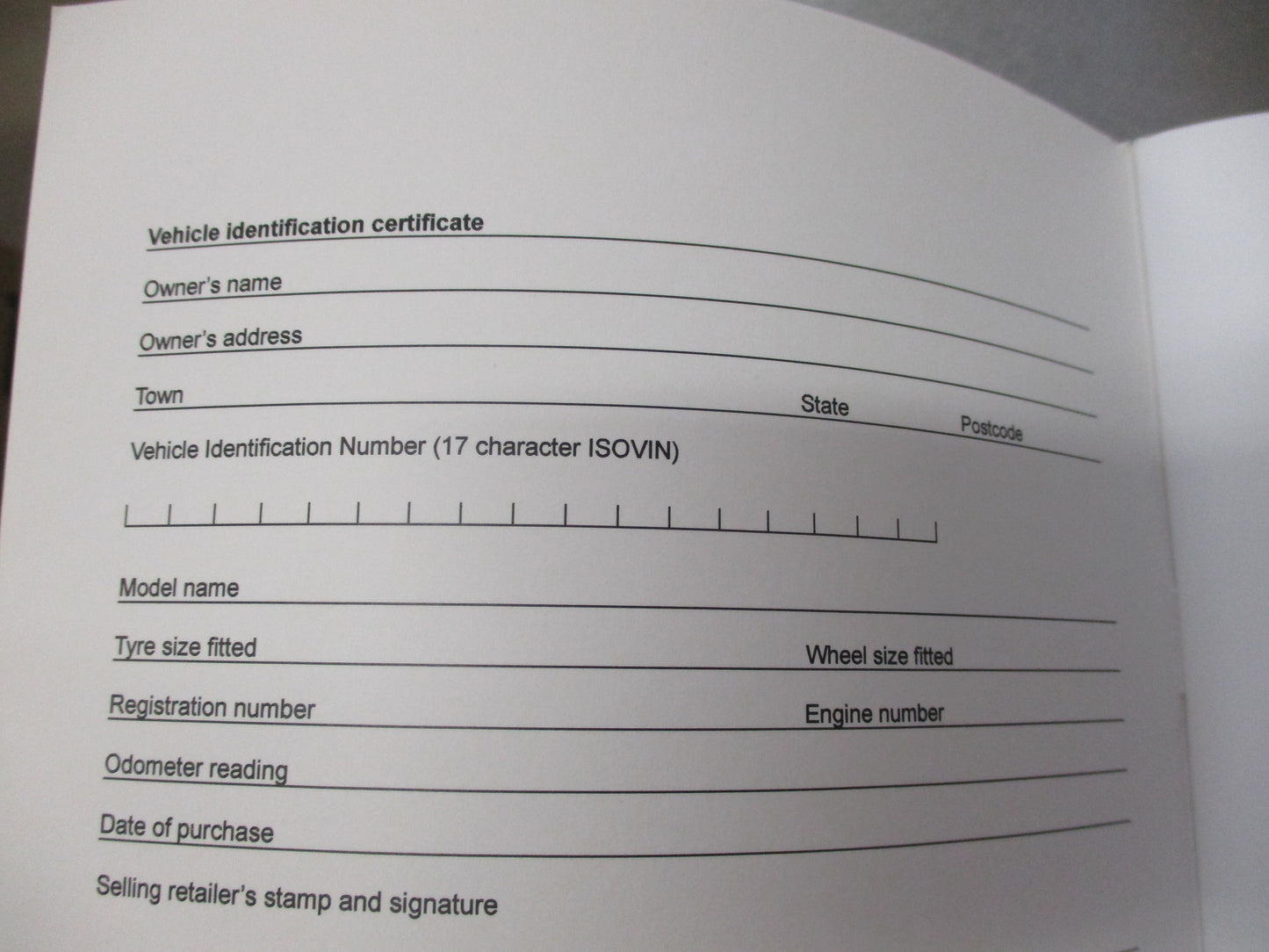 Holden TK Barina Genuine Service And Warranty Booklet New Part