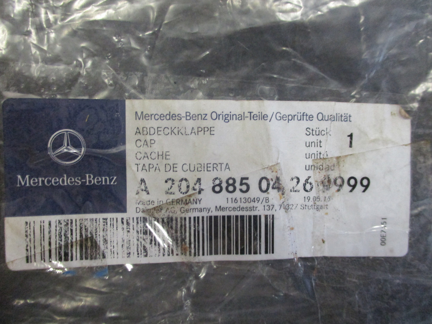 Mercedes Benz C Class W204 Genuine Front Tow Hook Eye Cover New Part