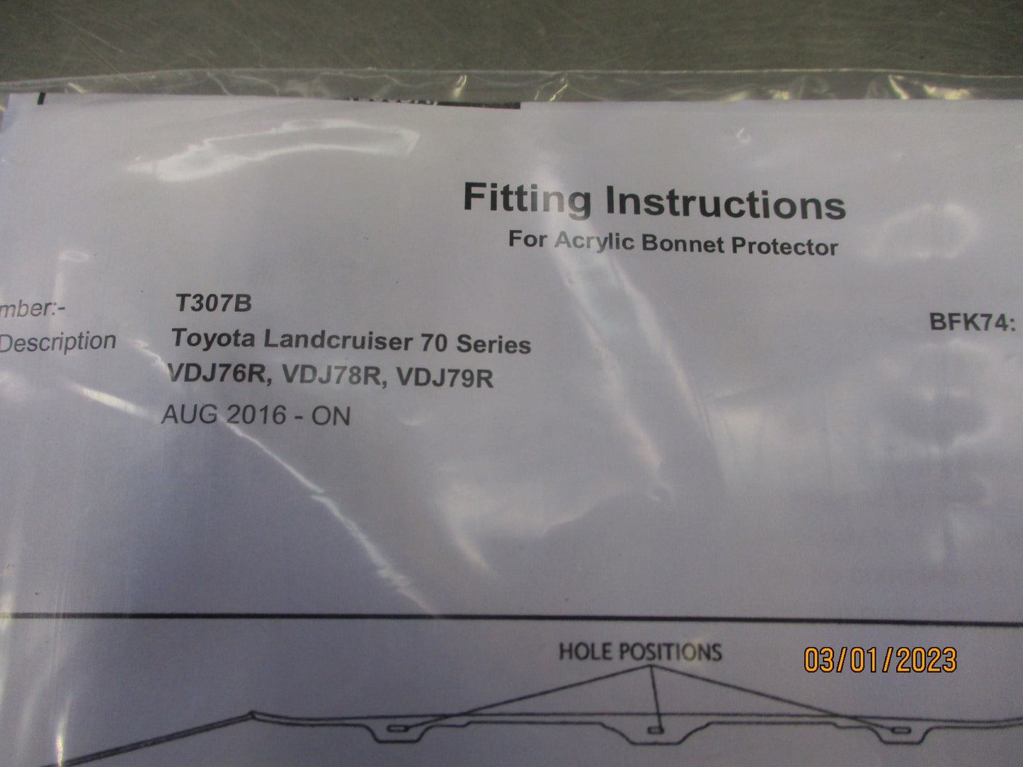 Protector Plastic Tinted Bonnet Protector Suits Toyota Landcruiser VDJ76R/78R/79R New Part