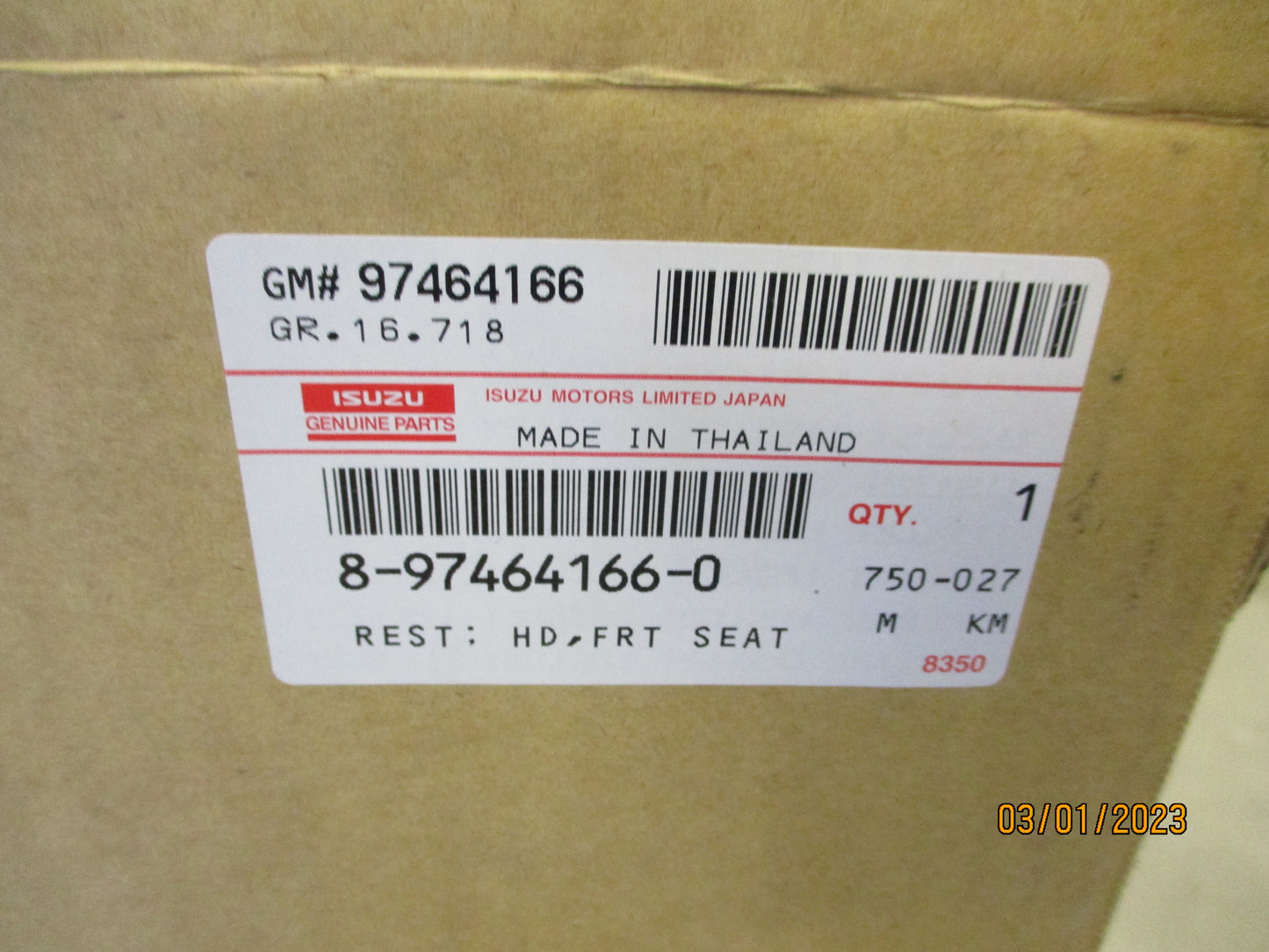 Isuzu MU-X Genuine Front Seat Head Rest New Part
