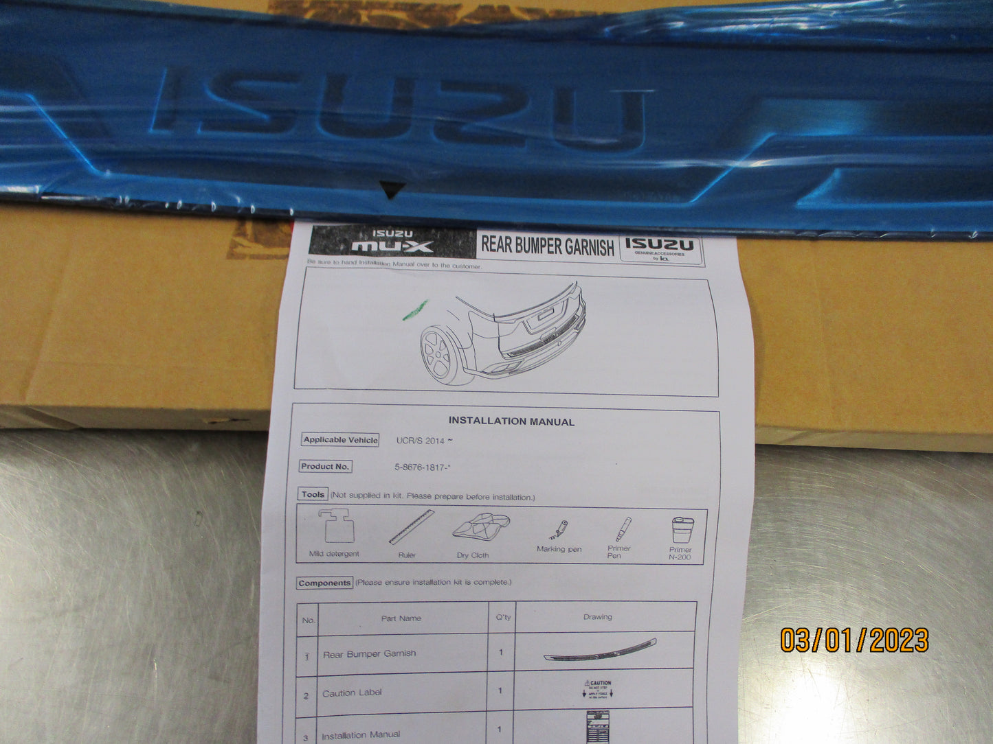 Isuzu MU-X Genuine Rear Bumper Scuff Plate New Part