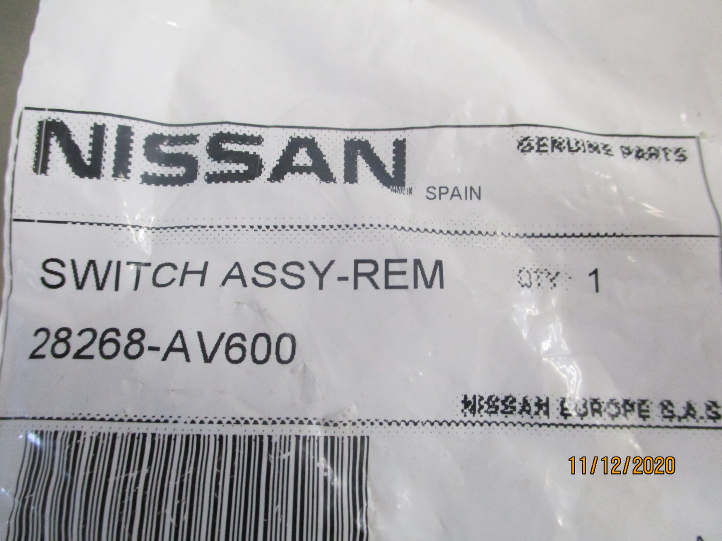 Nissan Almera/Terrano Genuine Remote Switch Assembly New Part