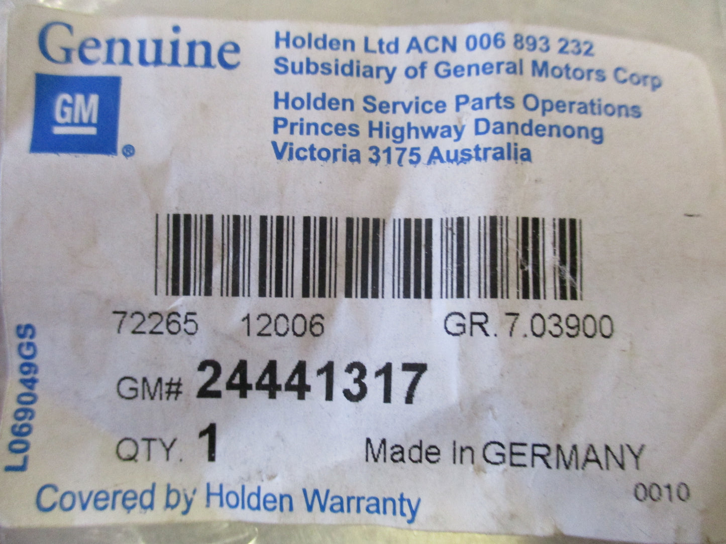 Holden Cruze Genuine Fender Liner Nut New Part