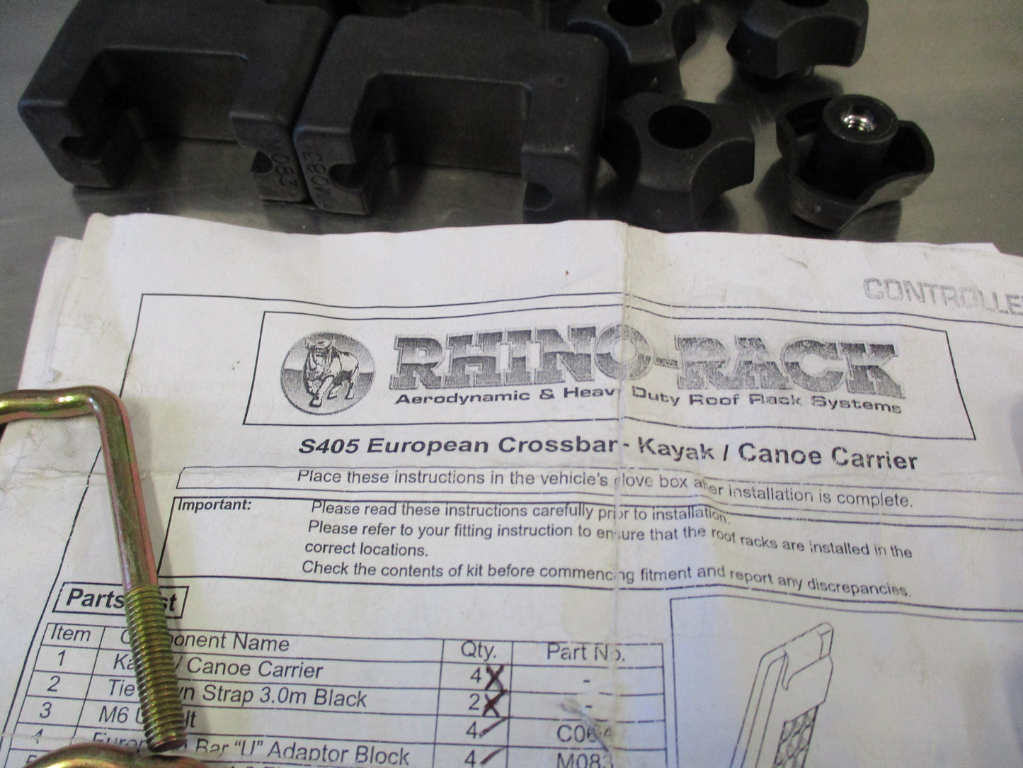 Rhino Rack Euro Fitting Kit New Part